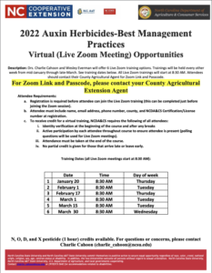 Auxin Herbicide Sessions