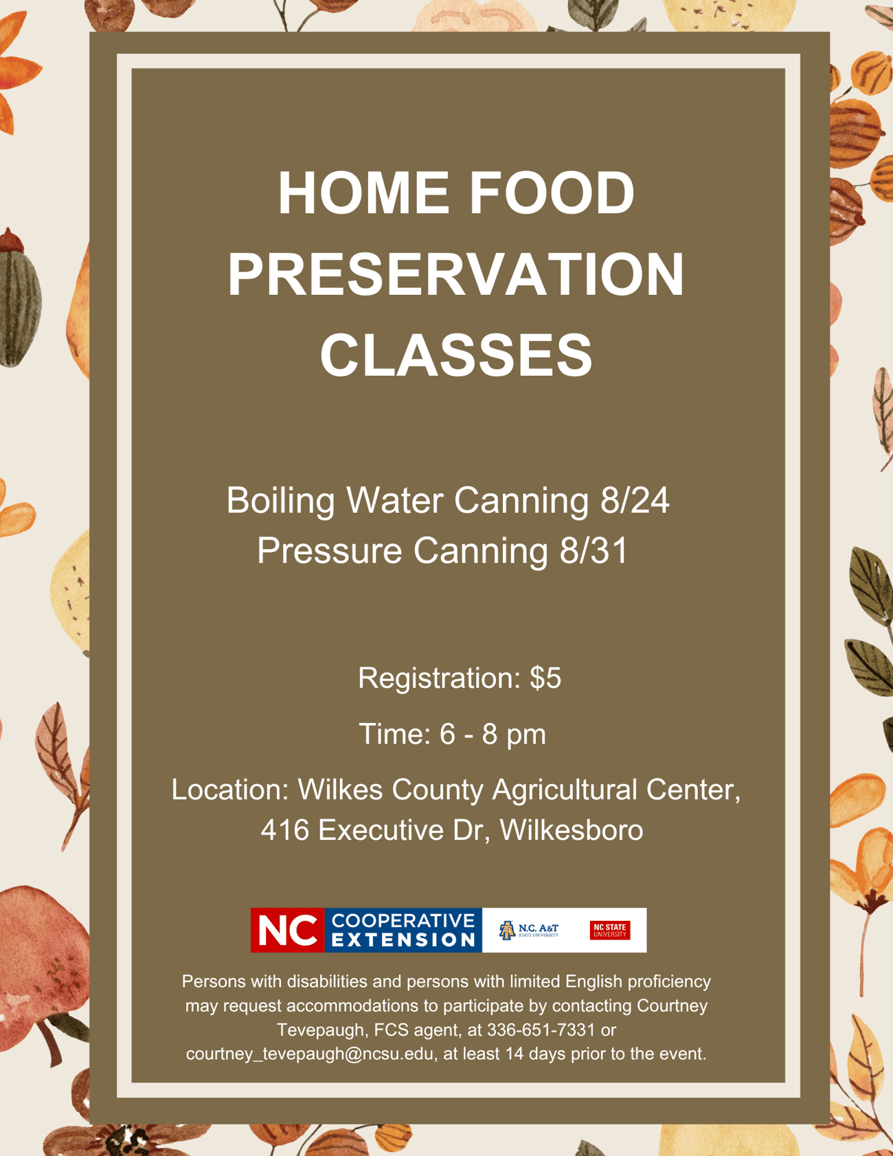 home food preservation classes